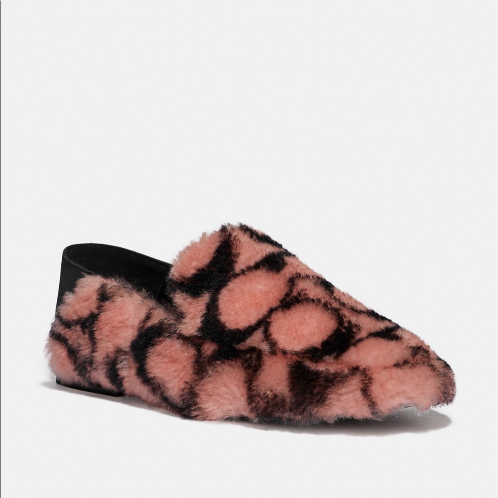 Coach Holly Signature Shearling Loafers Pink 7.5